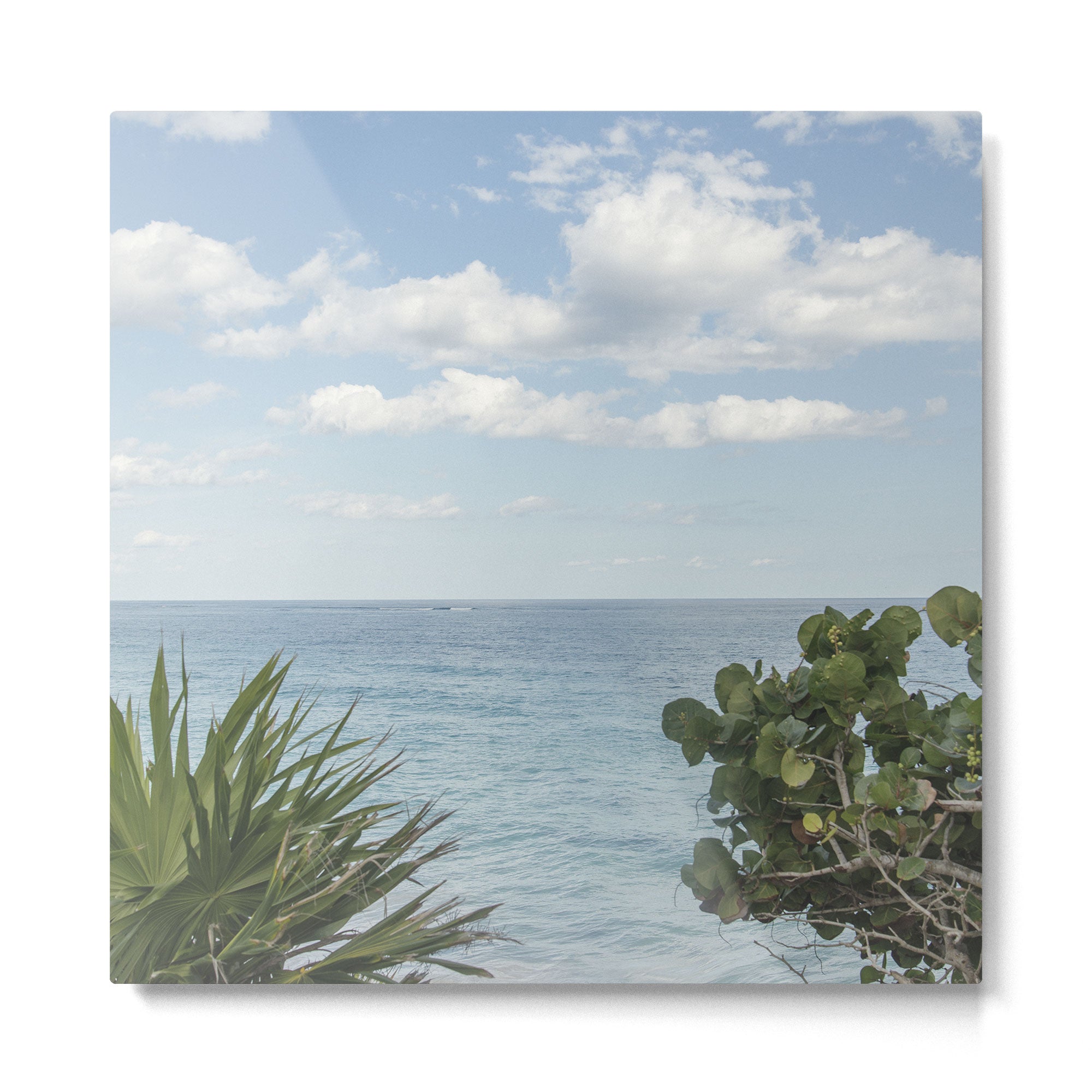 Tropical Ocean View - Blue Sea and Lush Greenery Wall Art Metal Print Gallery Image 2