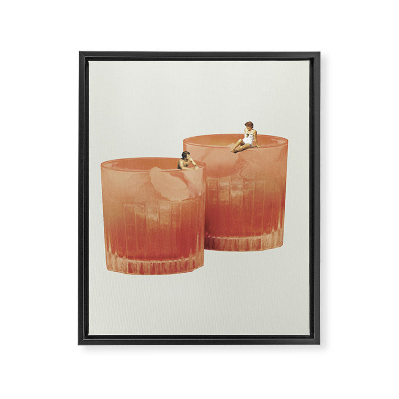 Holiday In A Glass 3 Framed Canvas Print