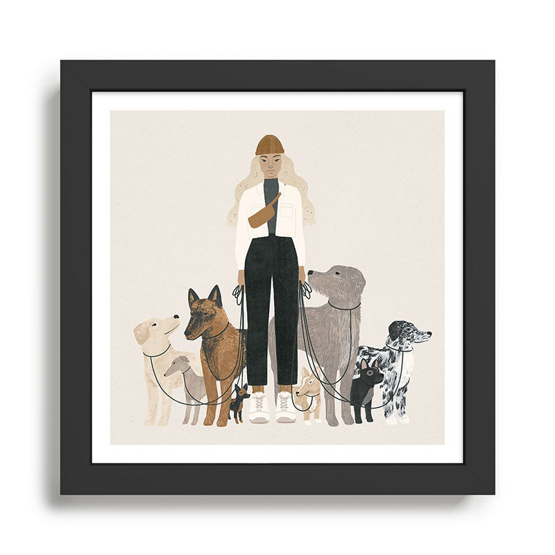dog walker Framed Art Print Gallery Image 1