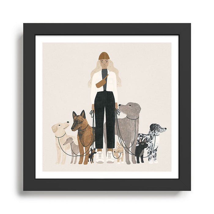 dog walker Framed Art Print Gallery Image 1