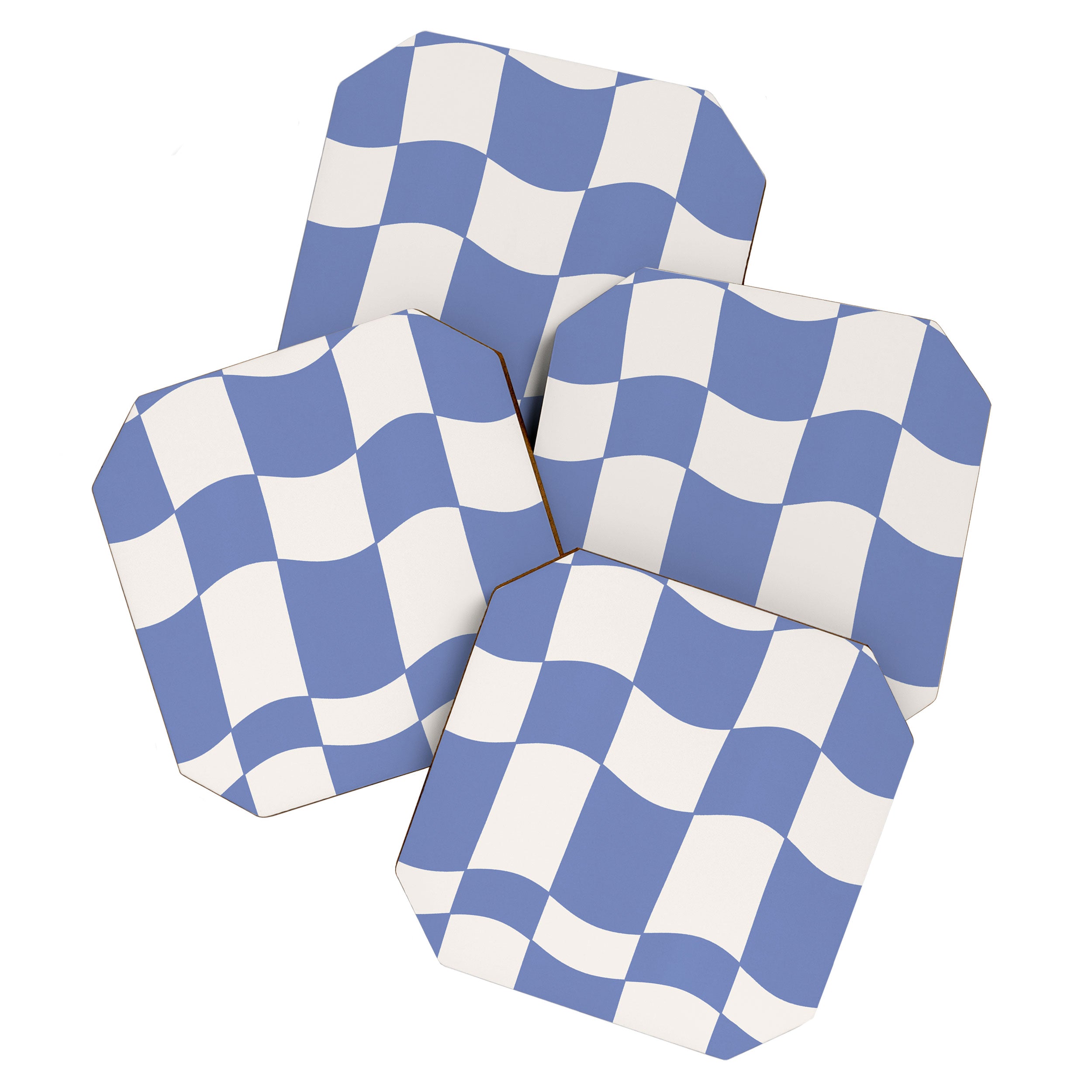 wavy check | cobalt Coaster Gallery Image 1