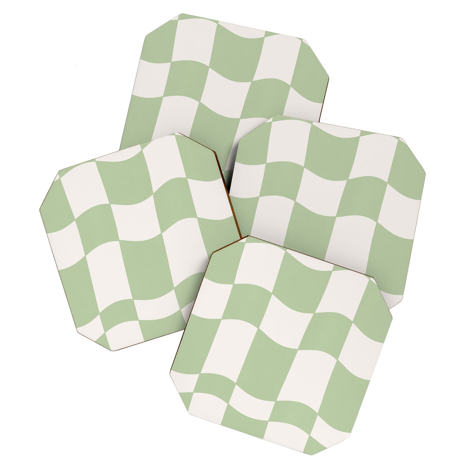 wavy check | pistachio Coaster Gallery Image 1
