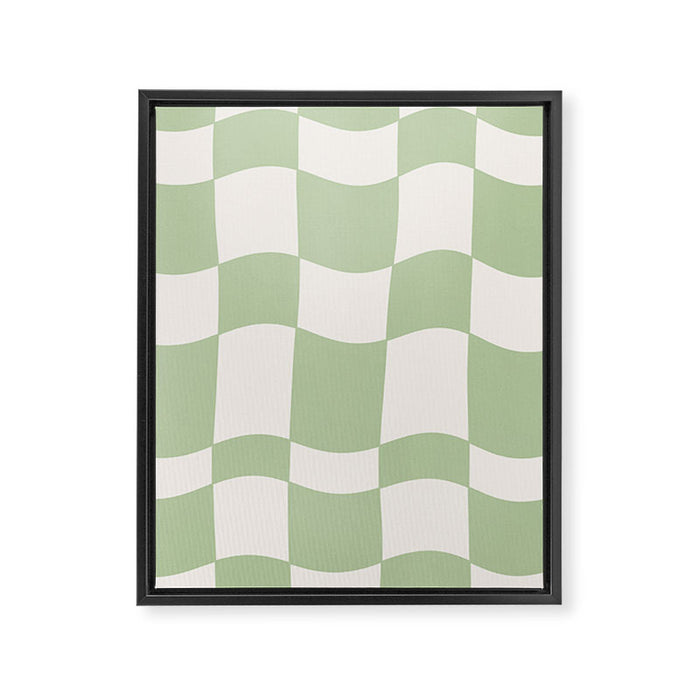 wavy check | pistachio Framed Canvas Print Gallery Image 1