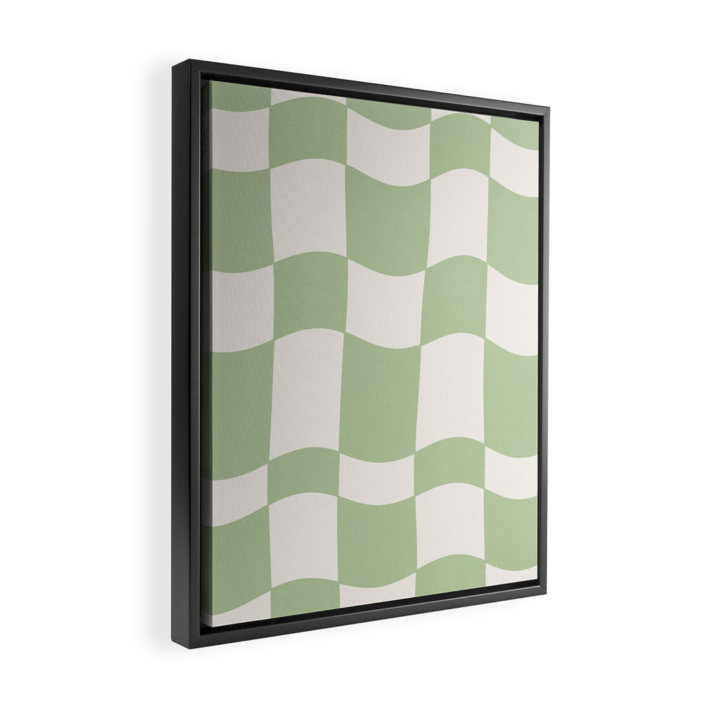 wavy check | pistachio Framed Canvas Print Gallery Image 2
