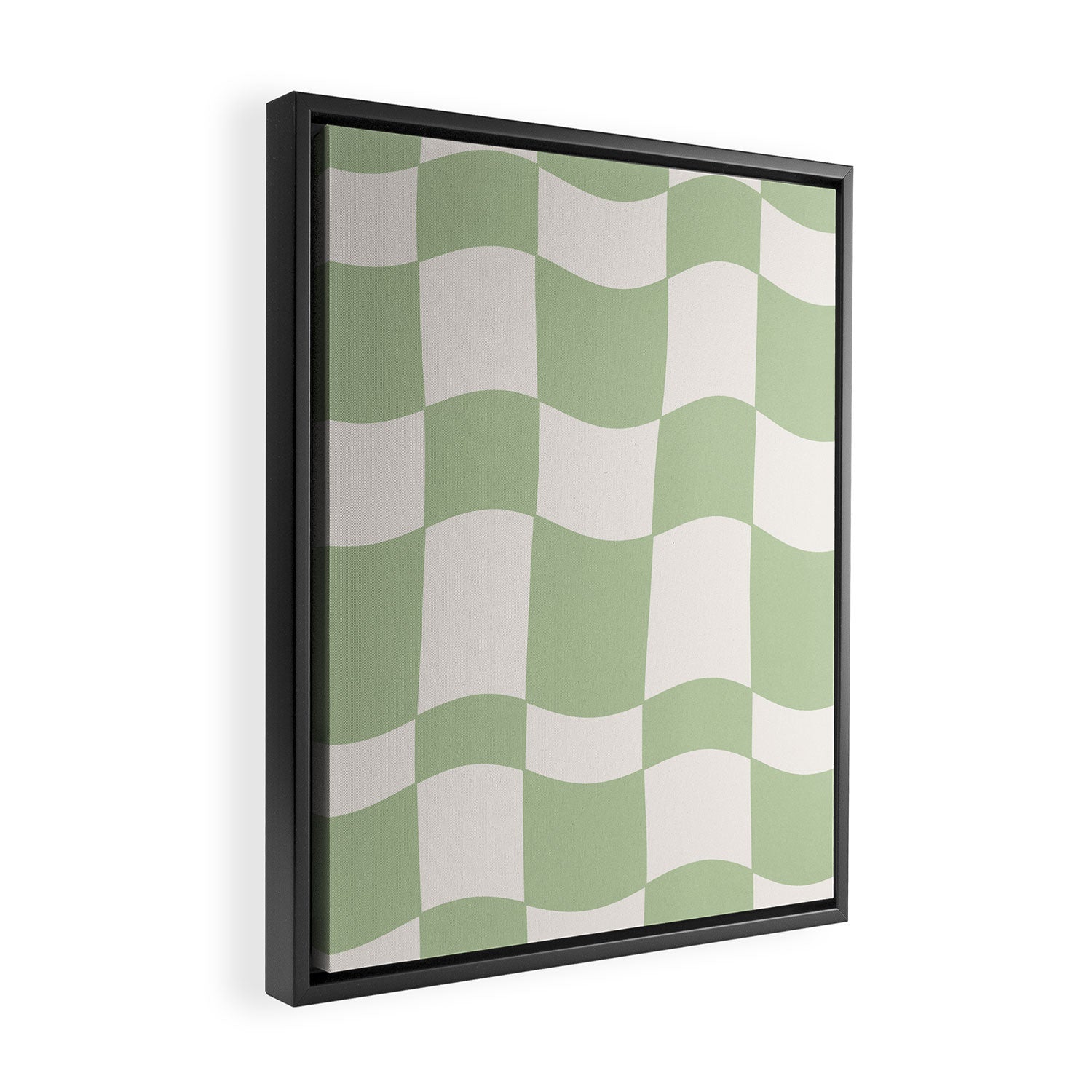 wavy check | pistachio Framed Canvas Print Gallery Image 2