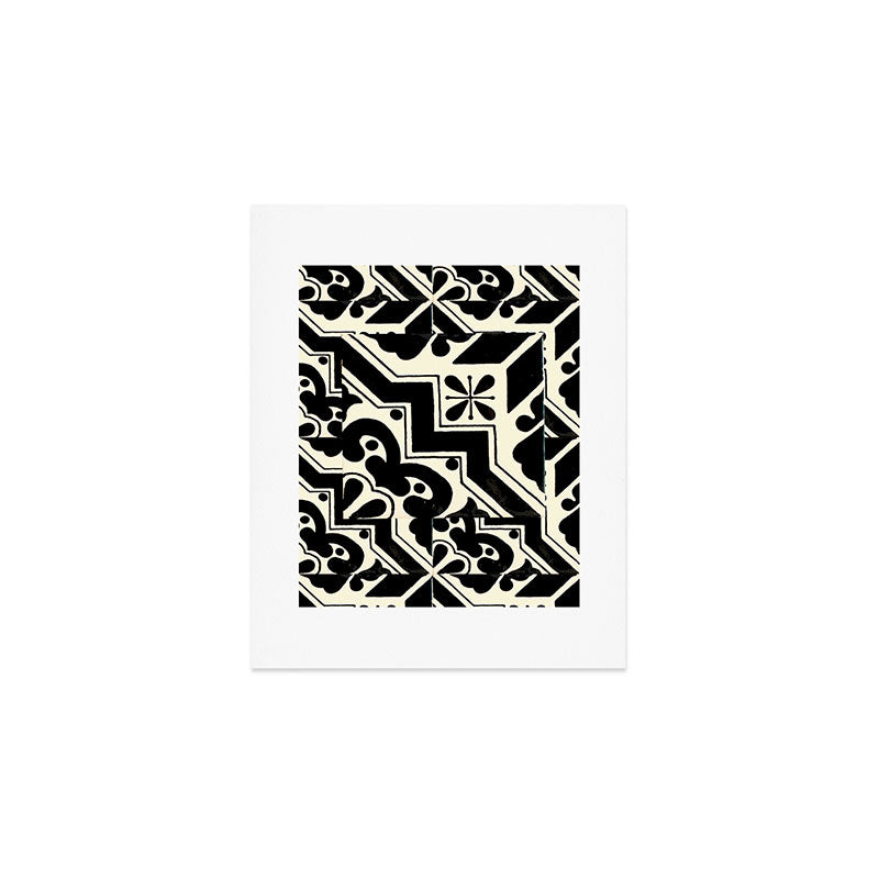 talavera mexican tile in black and white Art Print Gallery Image 1