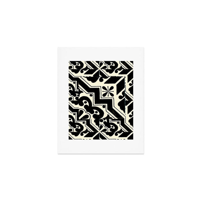 talavera mexican tile in black and white Art Print Gallery Image 1