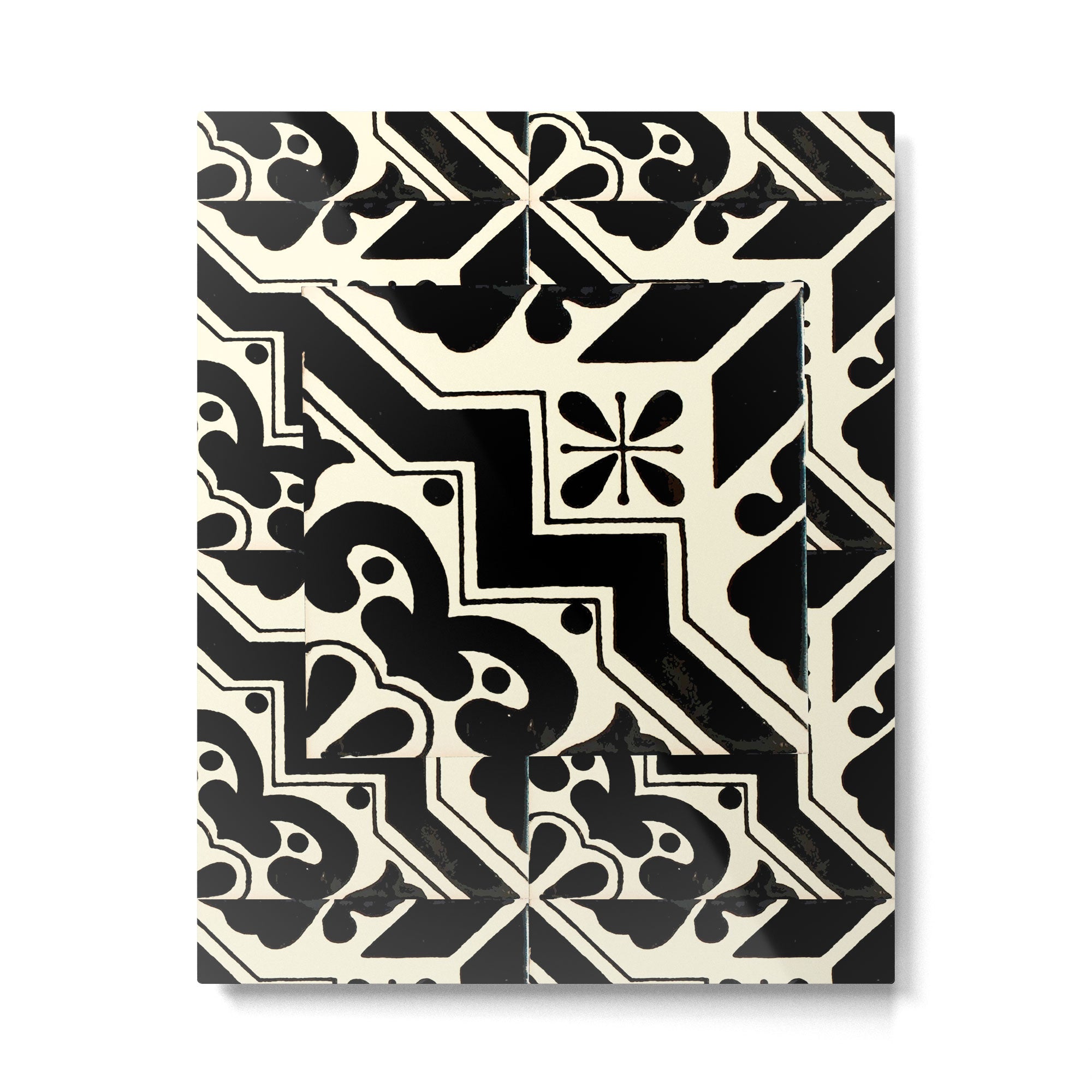 talavera mexican tile in black and white Metal Print Gallery Image 6