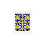 talavera mexican tile in blu and yellow Art Print Gallery Image 1