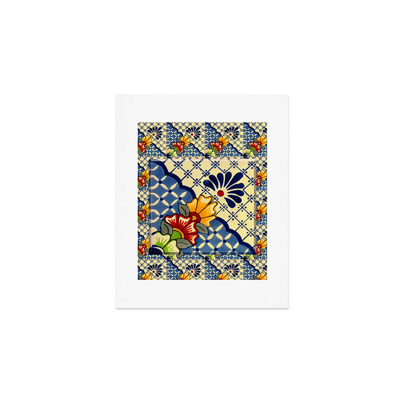 talavera mexican tile in blu Art Print Gallery Image 1