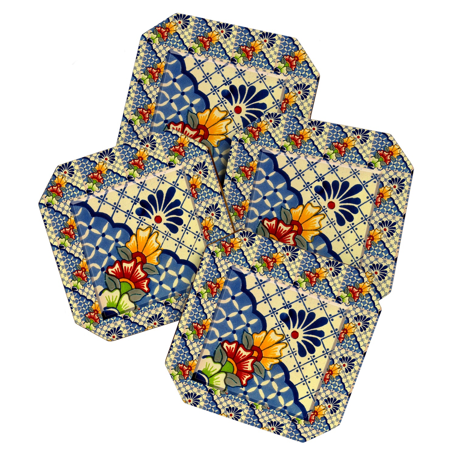 talavera mexican tile in blu Coaster Gallery Image 1