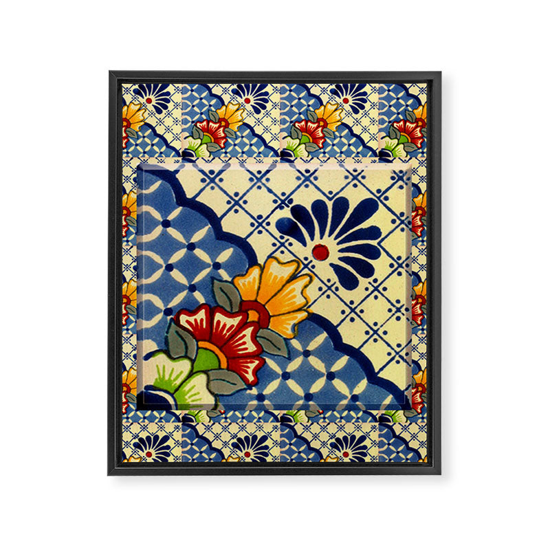 talavera mexican tile in blu Framed Canvas Print Gallery Image 8
