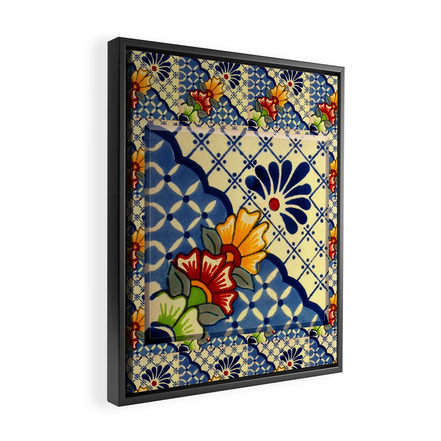 talavera mexican tile in blu Framed Canvas Print Gallery Image 2