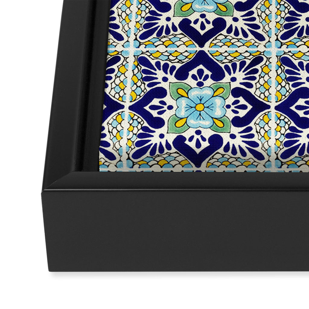 Talavera Mexican Tile IN BLU Framed Canvas Print Gallery Image 3