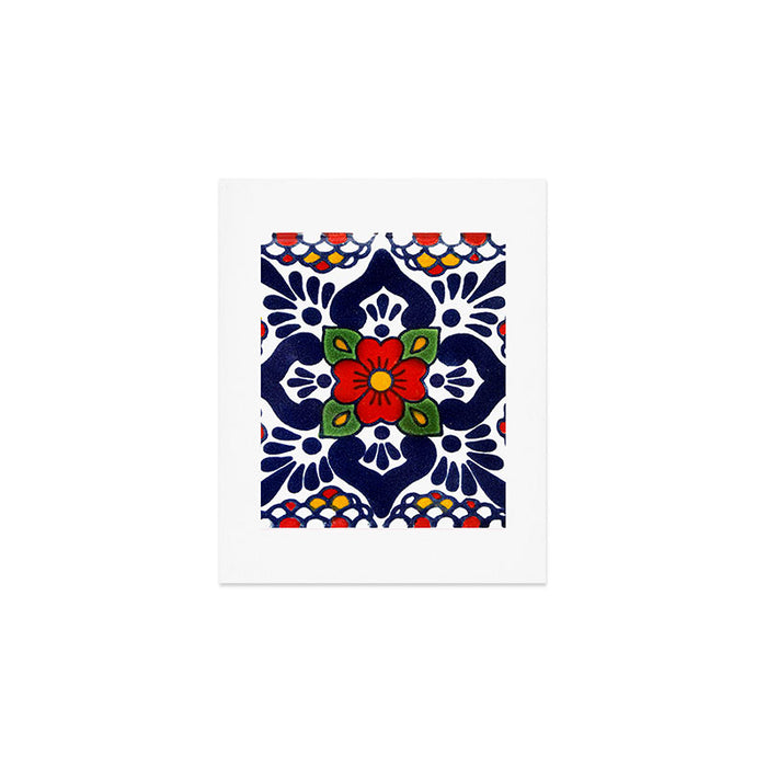 talavera mexican tile in blu Art Print Gallery Image 1
