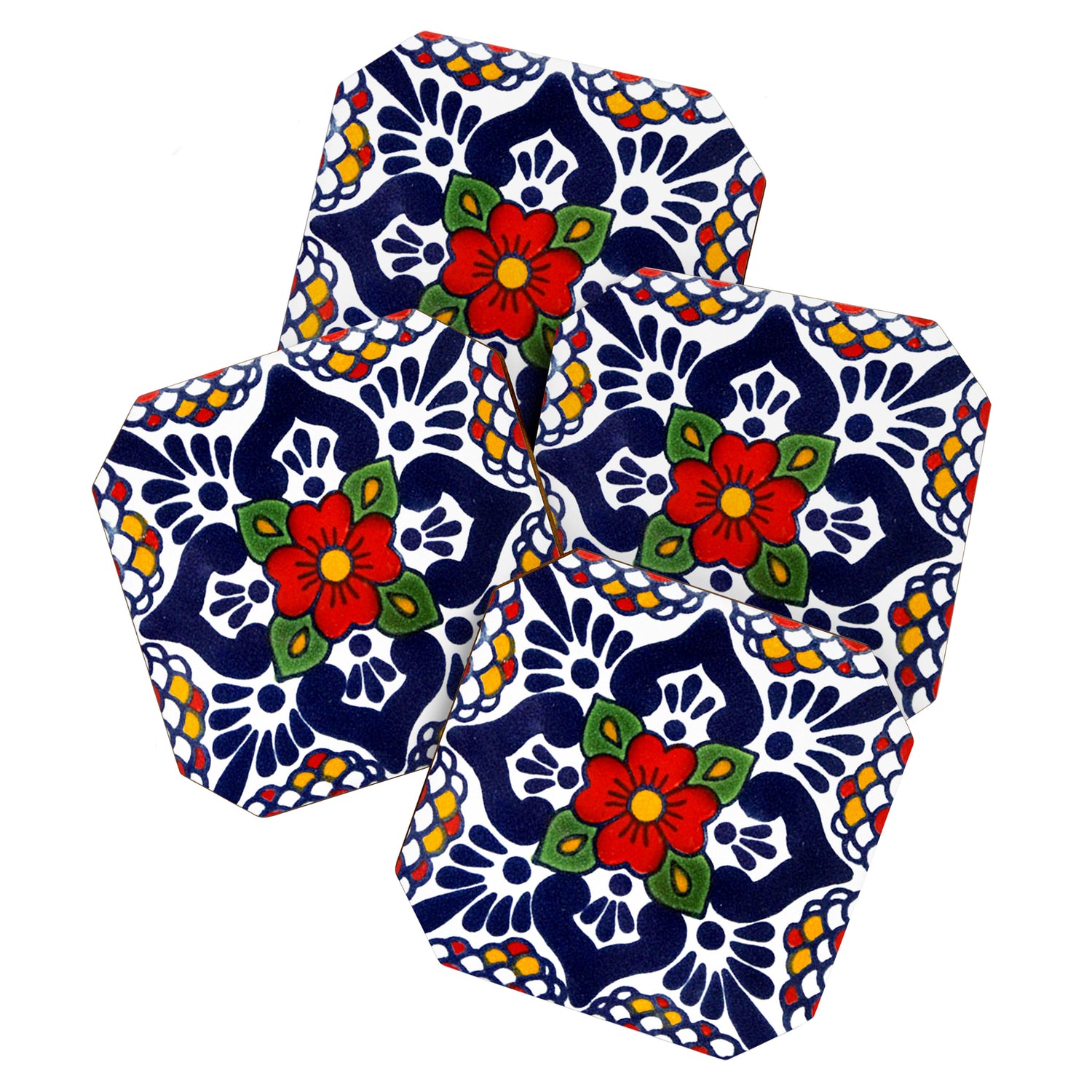 talavera mexican tile in blu Coaster Gallery Image 1