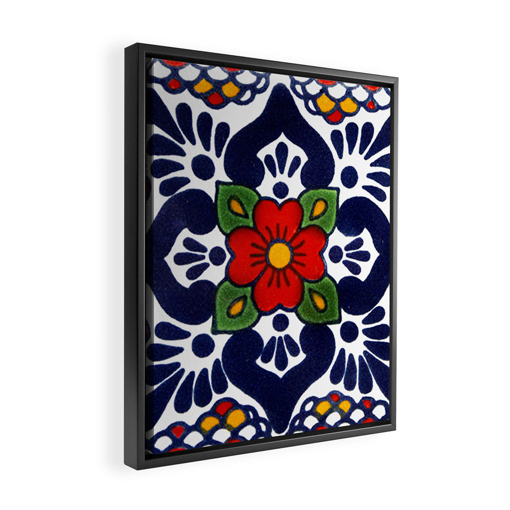 talavera mexican tile in blu Framed Canvas Print Gallery Image 2