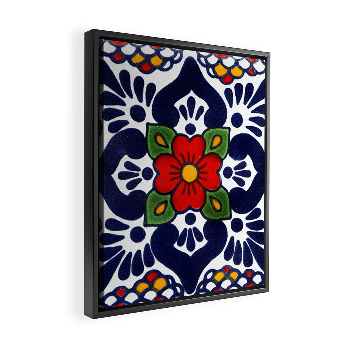 talavera mexican tile in blu Framed Canvas Print Gallery Image 2