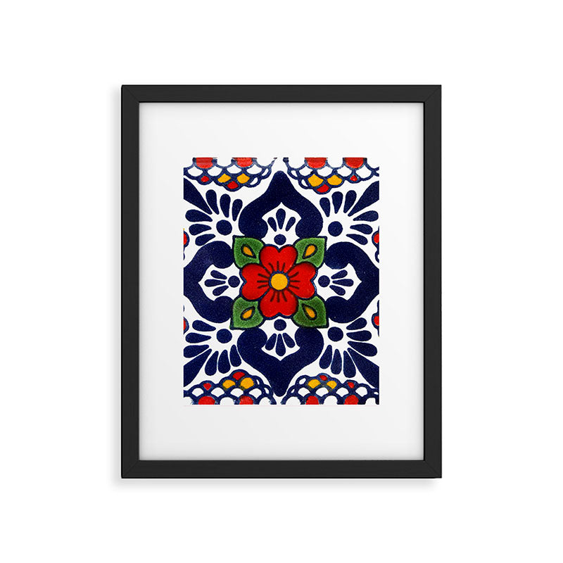 talavera mexican tile in blu Framed Art Print Gallery Image 6