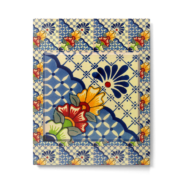 talavera mexican tile in blu Metal Print Gallery Image 1