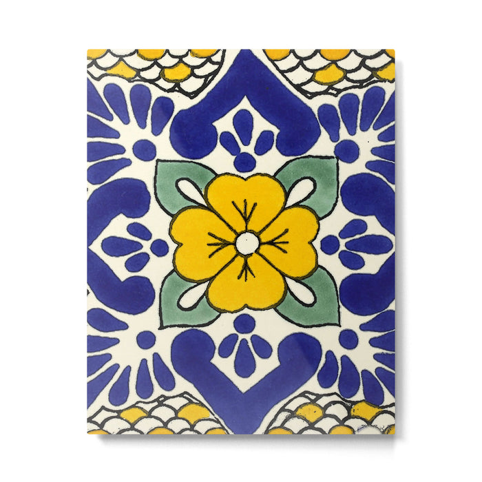 talavera mexican tile in yellow Metal Print Gallery Image 1