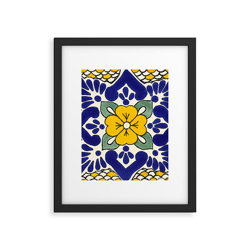 talavera mexican tile in yellow Framed Art Print Gallery Image 6