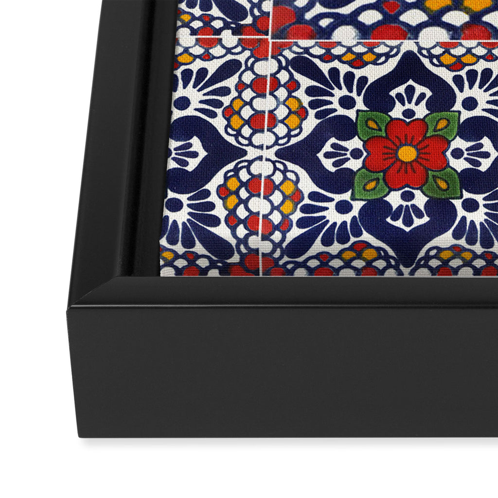 talavera mexican tile pattern Framed Canvas Print Gallery Image 3