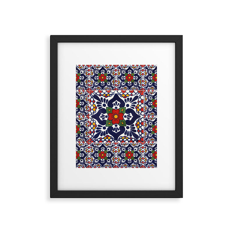 talavera mexican tile pattern Framed Art Print Gallery Image 6