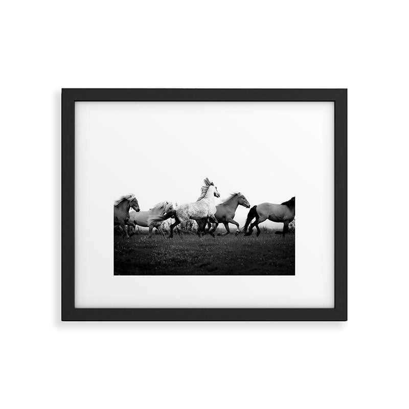 Art in motion - running horses black and white Framed Art Print Gallery Image 5
