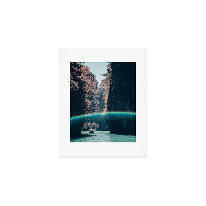 Rainbow in a sunny sky - floating between the rocks in Thailand - Asia travels Art Print Gallery Image 1