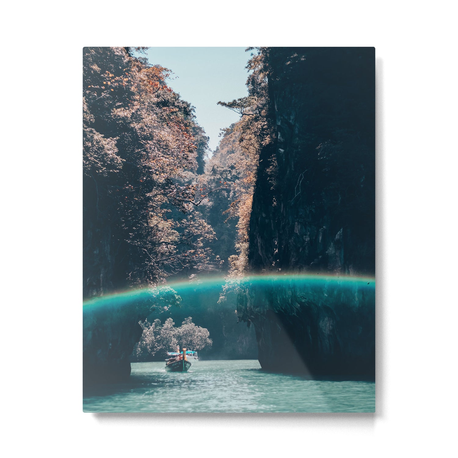 Rainbow in a sunny sky - floating between the rocks in Thailand - Asia travels Metal Print Gallery Image 4