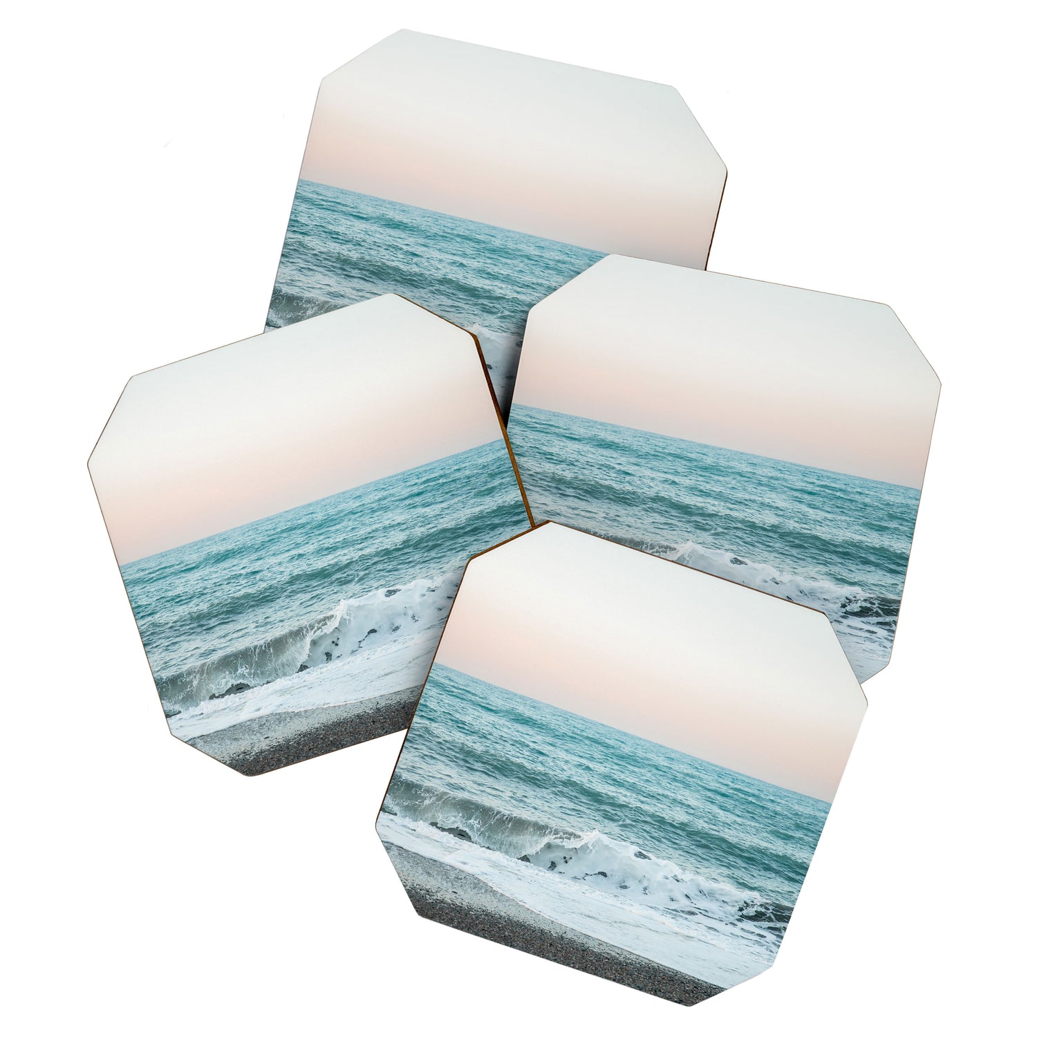 Sunset by the sea - Blue ocean, pink sky Coaster Gallery Image 1
