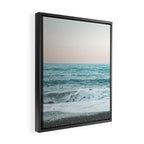 Sunset by the sea - Blue ocean, pink sky Framed Canvas Print Gallery Image 2