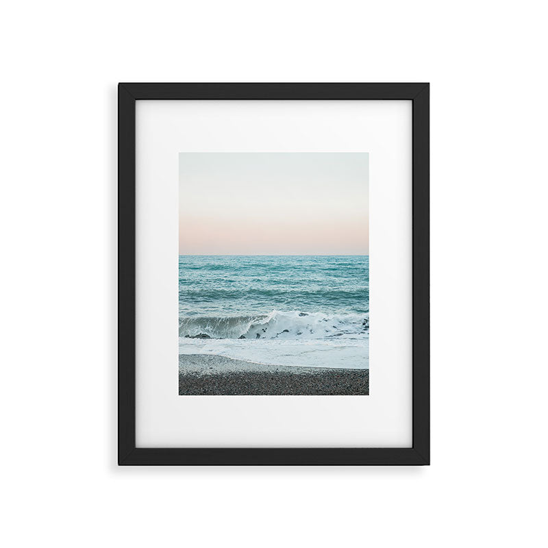 Sunset by the sea - Blue ocean, pink sky Framed Art Print Gallery Image 5