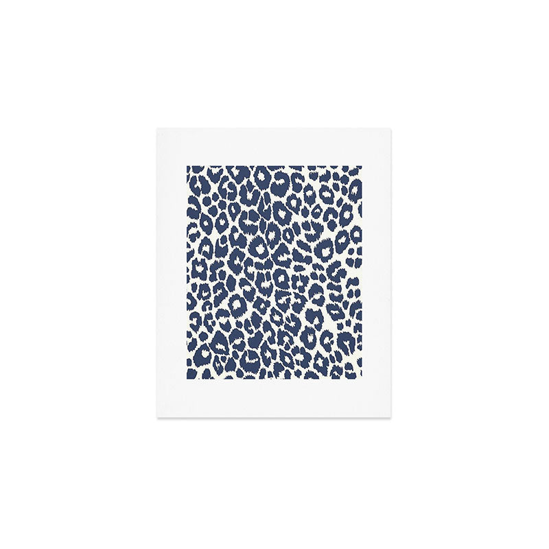 Ink Blue Leopard Print Art Print Gallery Image 1