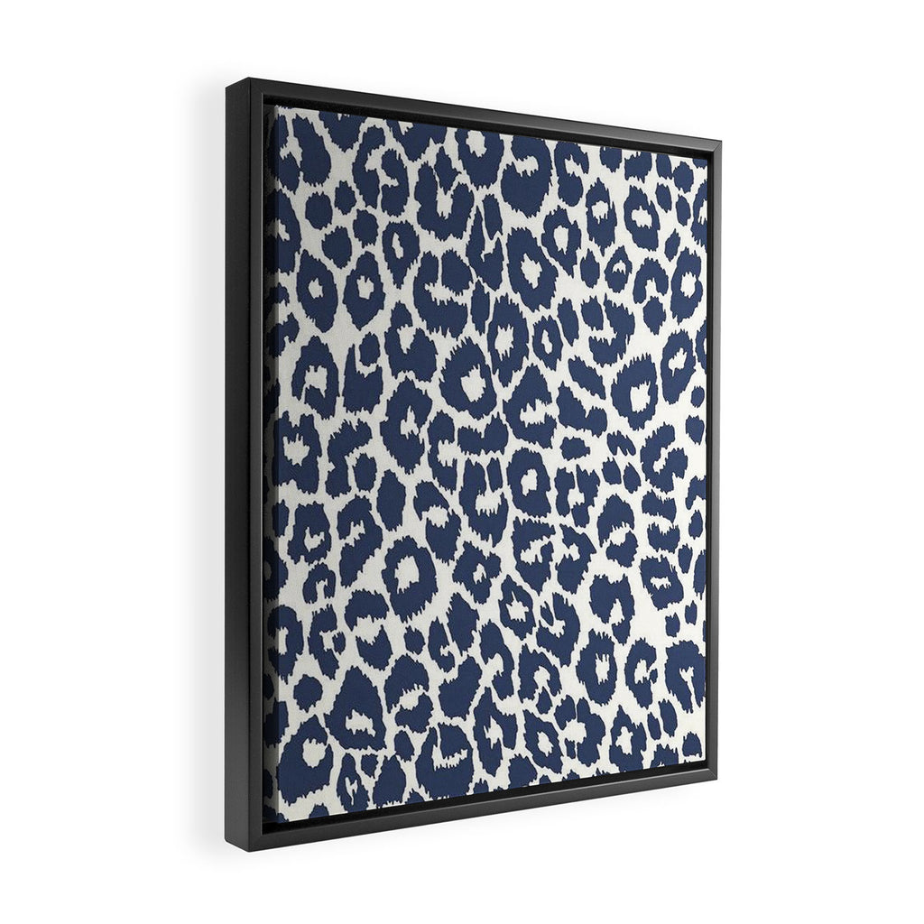 Ink Blue Leopard Print Framed Canvas Print Gallery Image 2