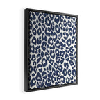 Ink Blue Leopard Print Framed Canvas Print Gallery Image 2