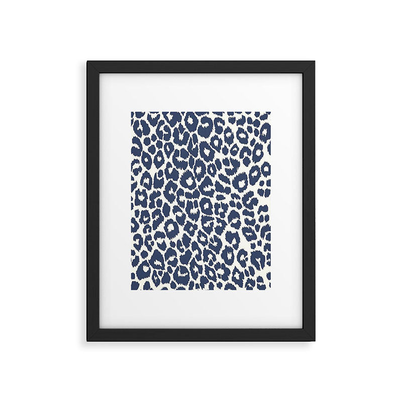 Ink Blue Leopard Print Framed Art Print Gallery Image 6