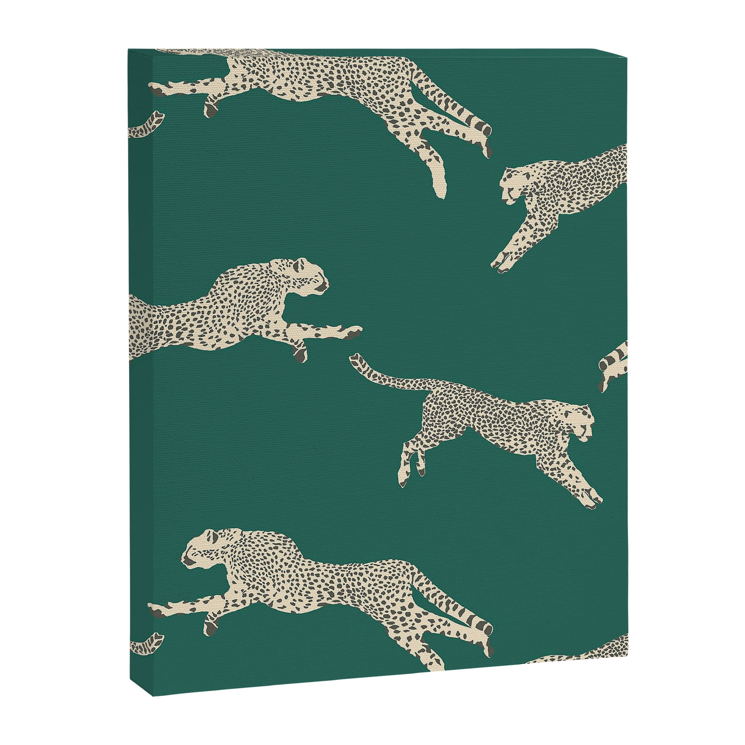 Leaping Cheetah Emerald Canvas Print Gallery Image 6