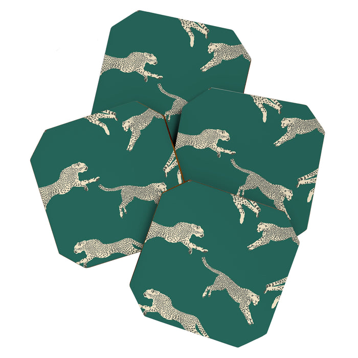 Leaping Cheetah Emerald Coaster Gallery Image 1