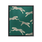 Leaping Cheetah Emerald Framed Canvas Print Gallery Image 6