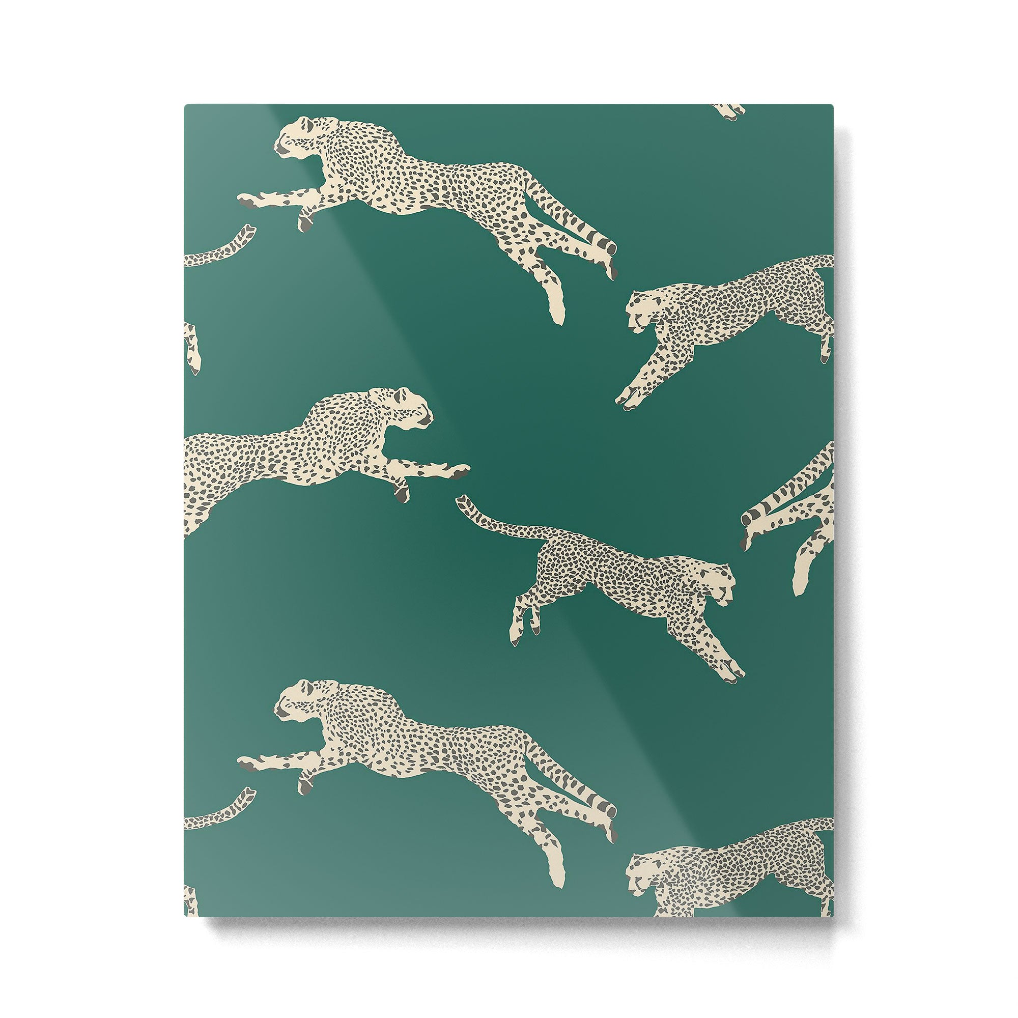 Leaping Cheetah Emerald Metal Print Gallery Image 4