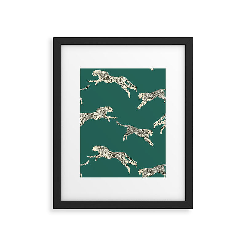 Leaping Cheetah Emerald Framed Art Print Gallery Image 5