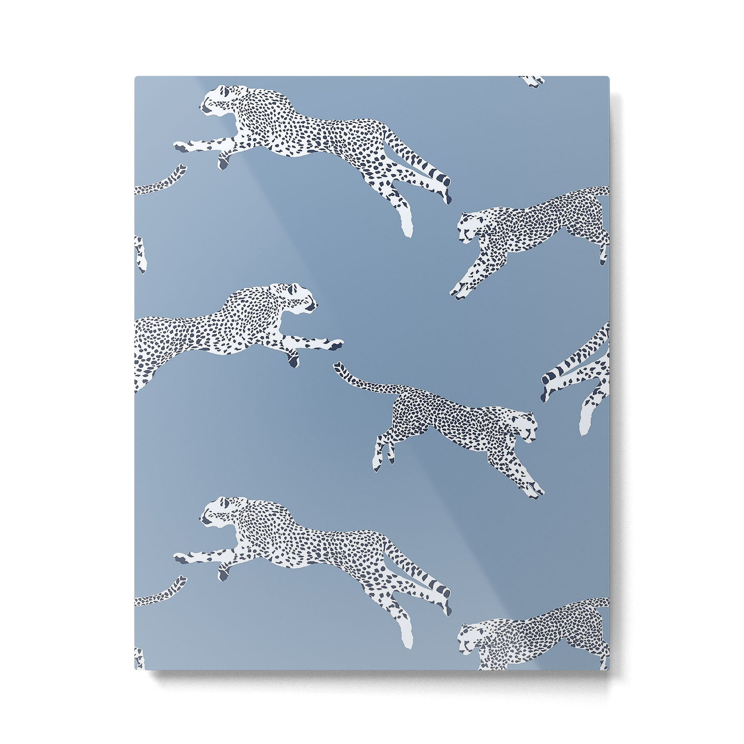 Leaping Cheetahs Cornflower Metal Print Gallery Image 4