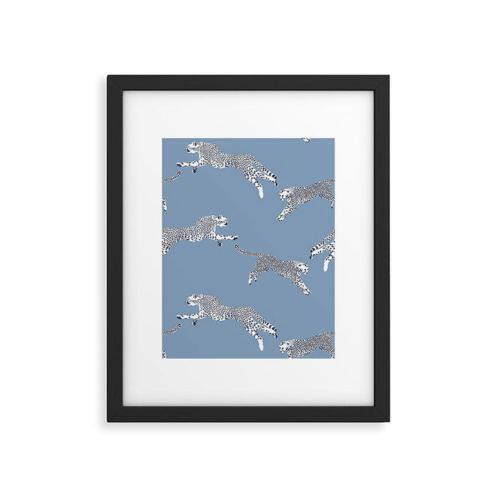Leaping Cheetahs Cornflower Framed Art Print Gallery Image 1