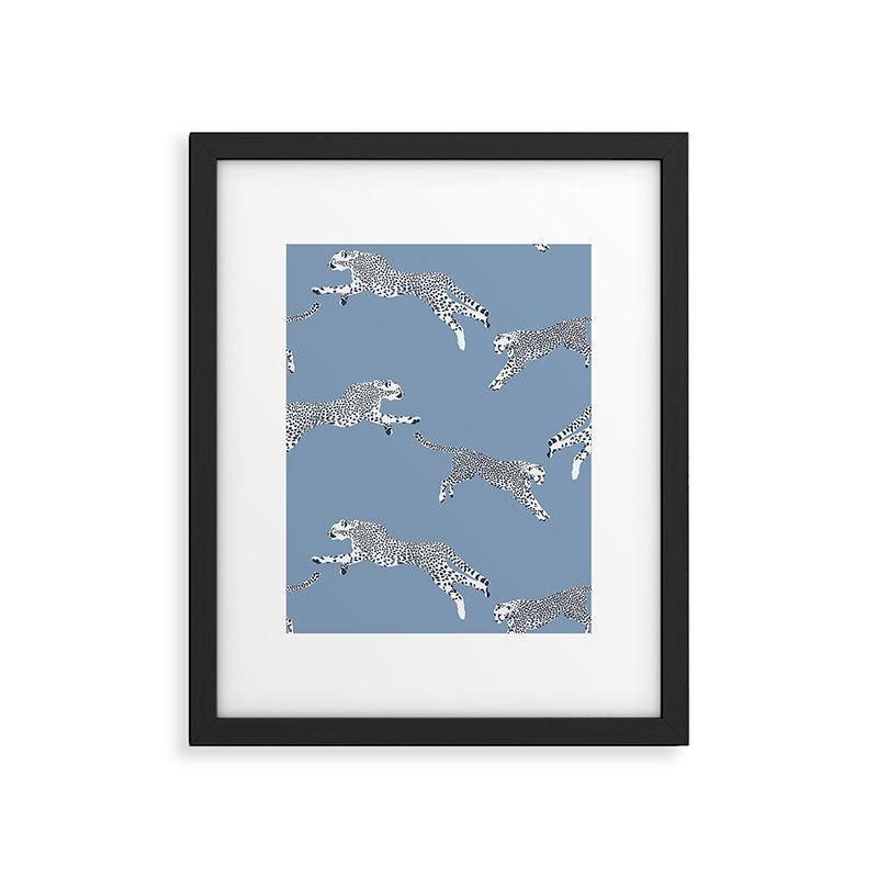 Leaping Cheetahs Cornflower Framed Art Print Gallery Image 5