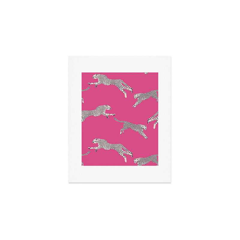 Leaping Cheetahs  Magenta Art Print Gallery Image 1