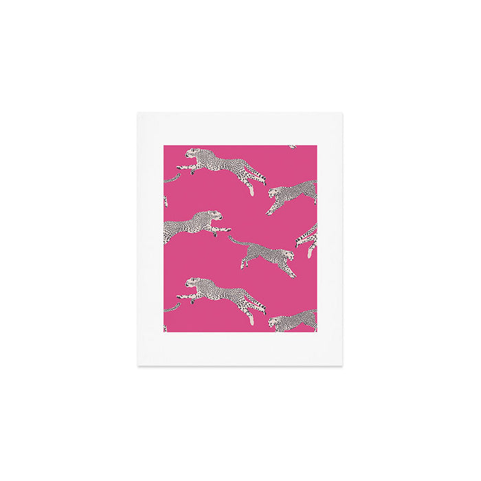 Leaping Cheetahs  Magenta Art Print Gallery Image 1