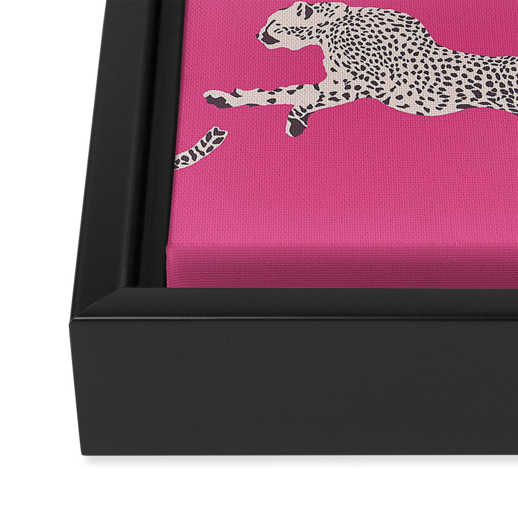 Leaping Cheetahs  Magenta Framed Canvas Print Gallery Image 3