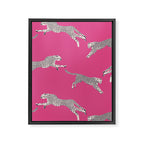 Leaping Cheetahs  Magenta Framed Canvas Print Gallery Image 6